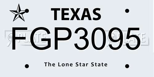 FGP3095 Texas License Plate