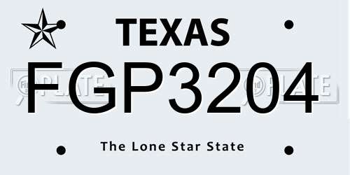 FGP3204 Texas License Plate