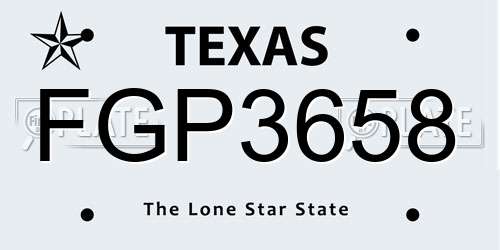FGP3658 Texas License Plate