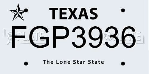 FGP3936 Texas License Plate