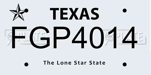 FGP4014 Texas License Plate