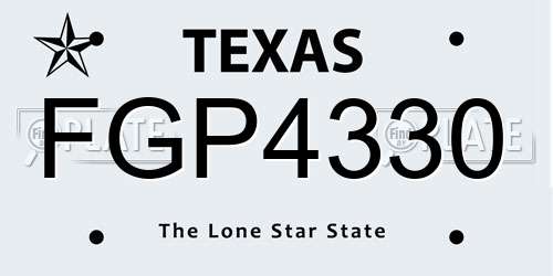FGP4330 Texas License Plate
