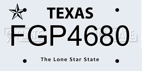 FGP4680 Texas License Plate