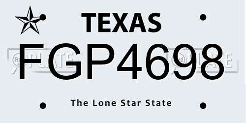 FGP4698 Texas License Plate