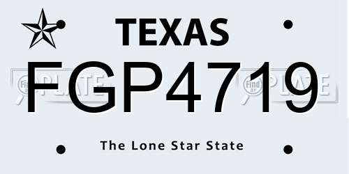 FGP4719 Texas License Plate