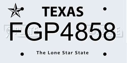FGP4858 Texas License Plate