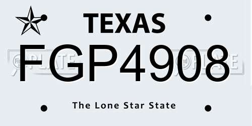 FGP4908 Texas License Plate