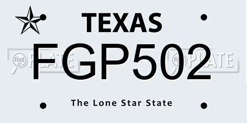 FGP502 Texas License Plate