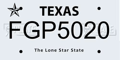 FGP5020 Texas License Plate