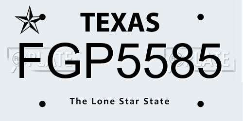 FGP5585 Texas License Plate