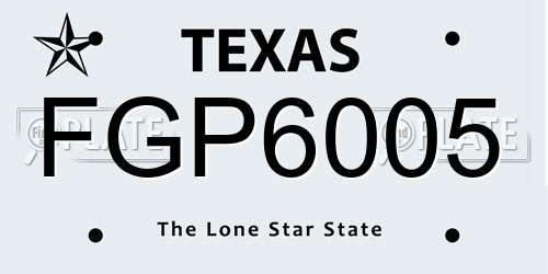 FGP6005 Texas License Plate