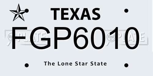 FGP6010 Texas License Plate