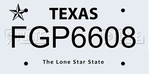 FGP6608 Texas License Plate