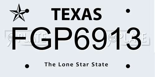 FGP6913 Texas License Plate