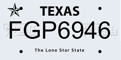 FGP6946 Texas License Plate