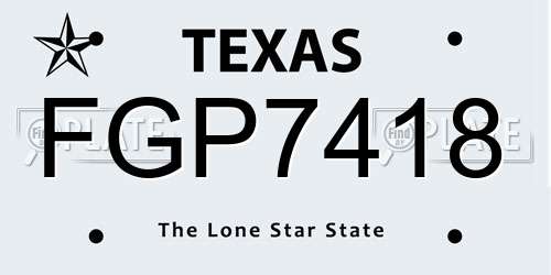 FGP7418 Texas License Plate