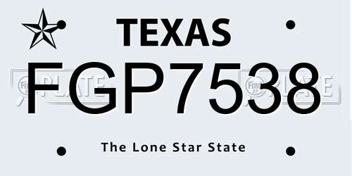 FGP7538 Texas License Plate