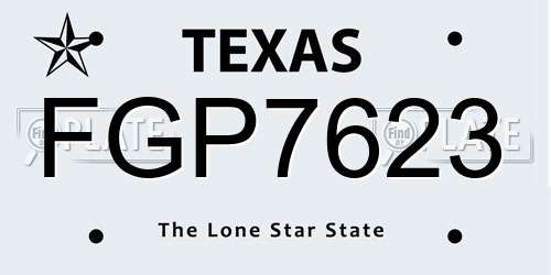 FGP7623 Texas License Plate