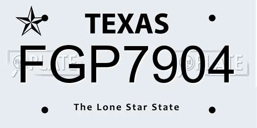 FGP7904 Texas License Plate