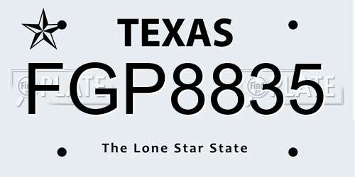 FGP8835 Texas License Plate