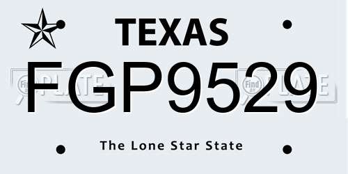 FGP9529 Texas License Plate