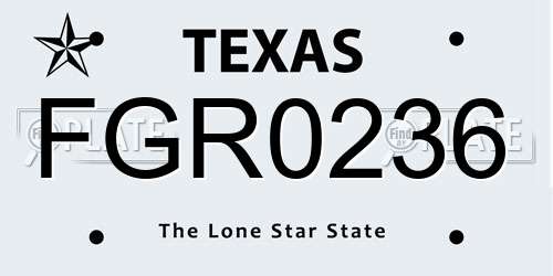 FGR0236 Texas License Plate