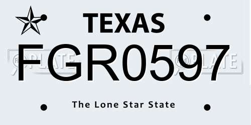FGR0597 Texas License Plate