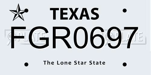 FGR0697 Texas License Plate