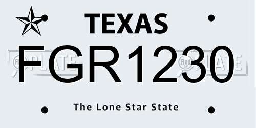 FGR1230 Texas License Plate