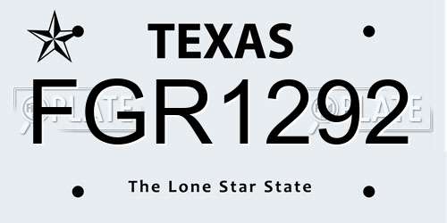 FGR1292 Texas License Plate