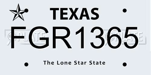FGR1365 Texas License Plate