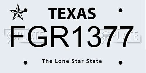 FGR1377 Texas License Plate