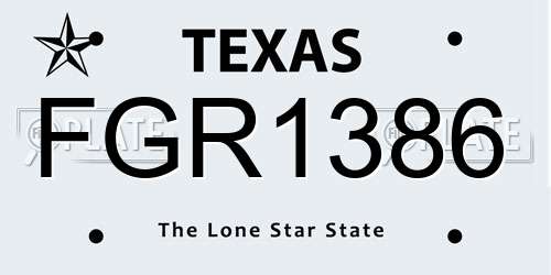 FGR1386 Texas License Plate