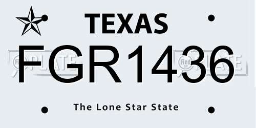 FGR1436 Texas License Plate