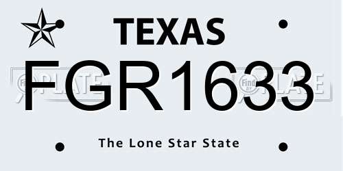 FGR1633 Texas License Plate