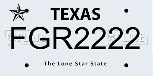 FGR2222 Texas License Plate