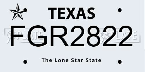 FGR2822 Texas License Plate
