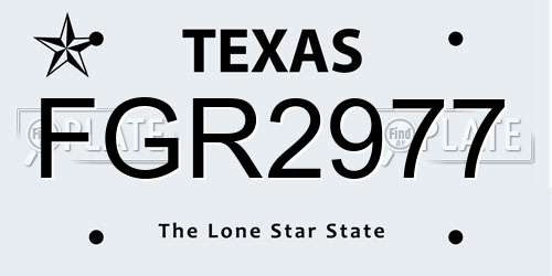 FGR2977 Texas License Plate
