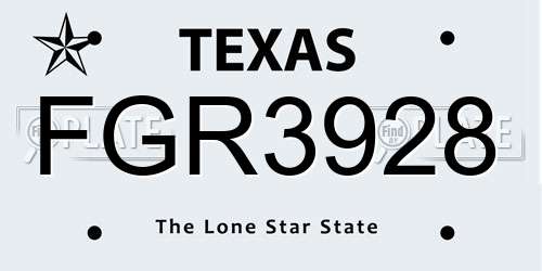FGR3928 Texas License Plate