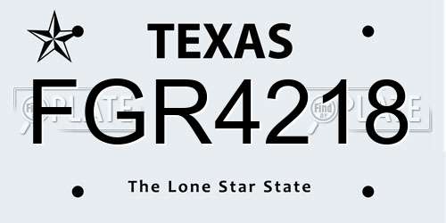 FGR4218 Texas License Plate