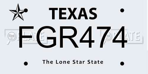 FGR474 Texas License Plate