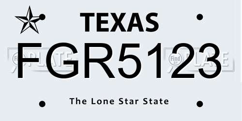 FGR5123 Texas License Plate
