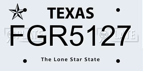FGR5127 Texas License Plate
