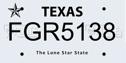 FGR5138 Texas License Plate