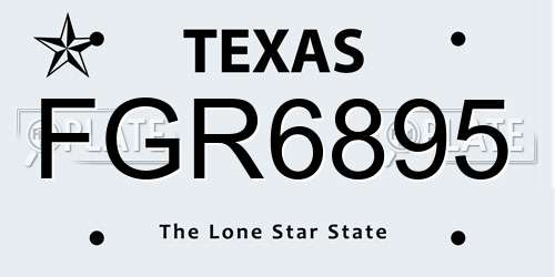 FGR6895 Texas License Plate