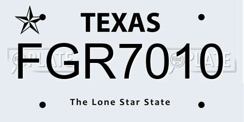 FGR7010 Texas License Plate