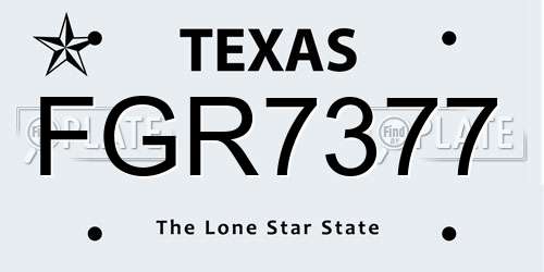 FGR7377 Texas License Plate
