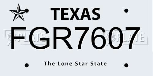 FGR7607 Texas License Plate