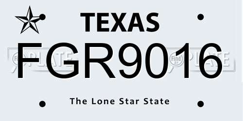 FGR9016 Texas License Plate