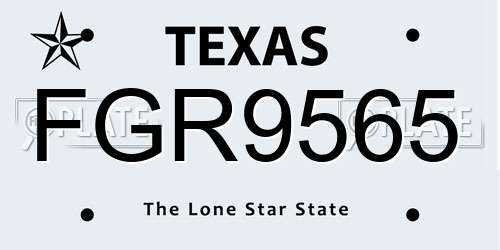 FGR9565 Texas License Plate
